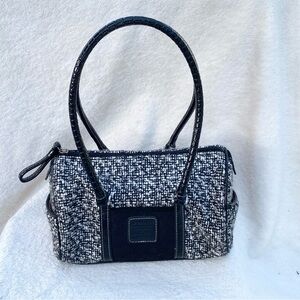 Vintage Liz Claiborne Black/White Speckled Pattern Shoulder Bag